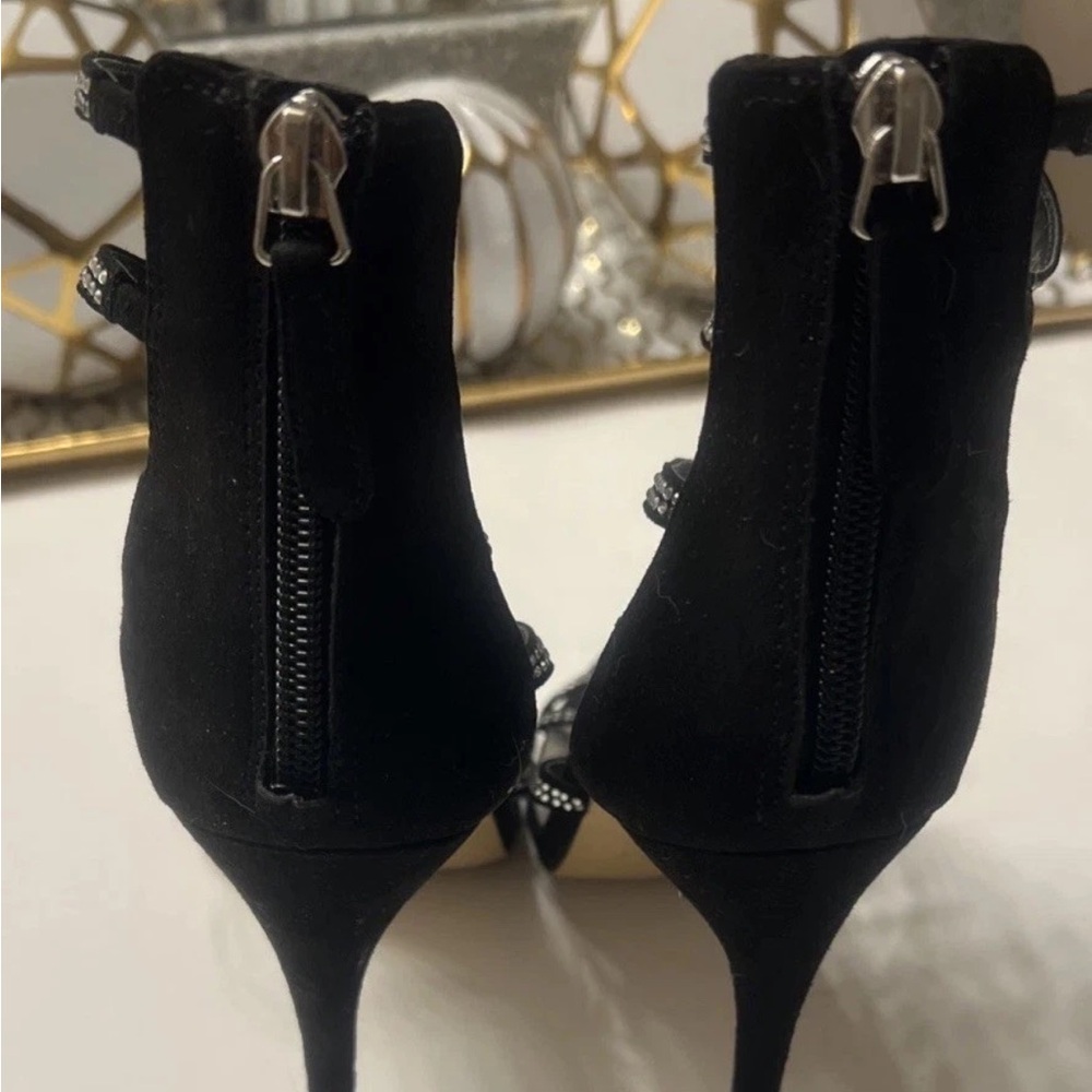 Elegant Black JLO Black And Rhinestone Strappy Heels. Size 10 Strappy Heels - Picture 4 of 6